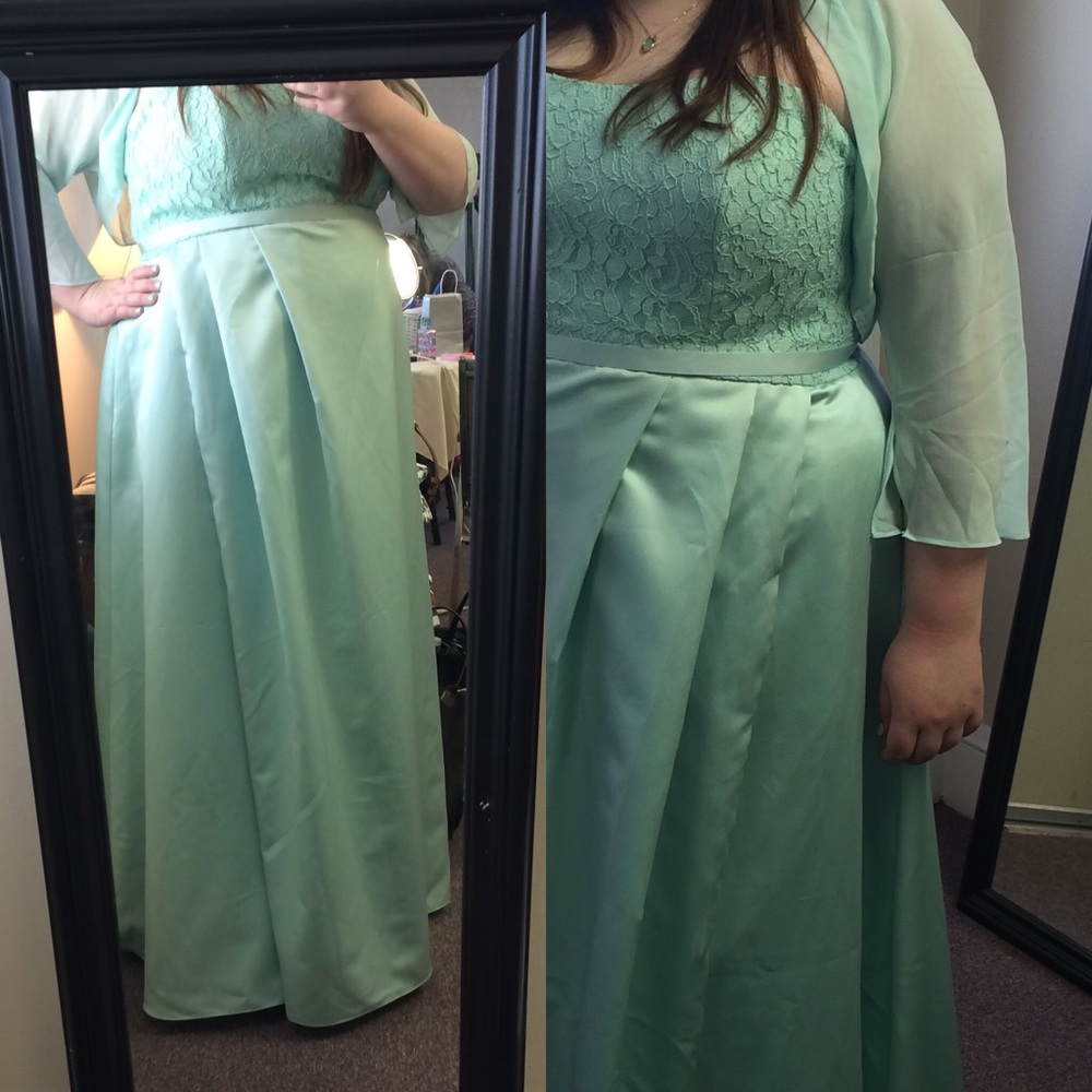 Mint Green Strapless Bridesmaids Dress/cute 4 prom